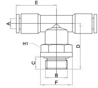 Compact Male Branch Tee One Touch Fittings,Compact One Touch Fitting, Miniature Pneumatic Fittings, Air Fittings, one touch tube fittings, Pneumatic Fitting, Nickel Plated Brass Push in Fittings